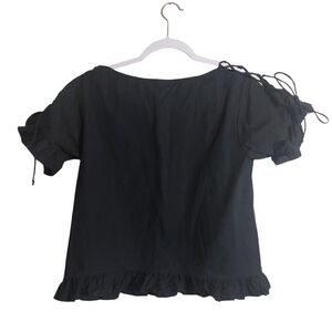 J. Crew Mercantile Short Lace Up Sleeve Ruffled Top- size XXS